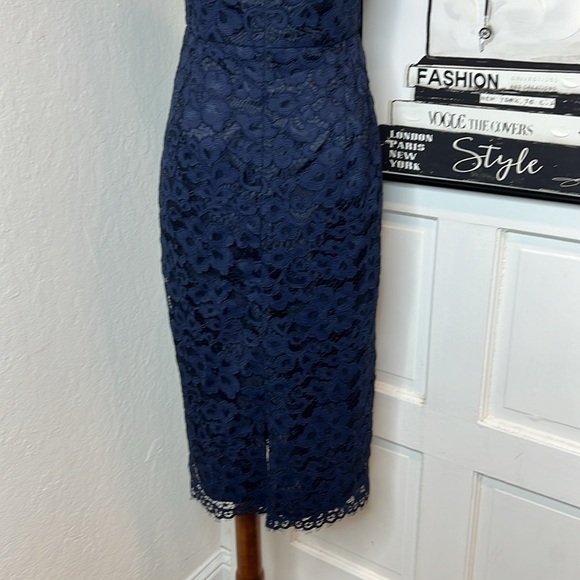 Shoshanna Midnight Uma Navy Lace Midi Halter Dress Size 2 - Picture 7 of 11
